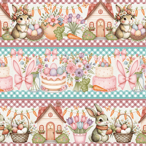 Tecido Tricoline Digital Barrado Fofura da Páscoa 9100E15756