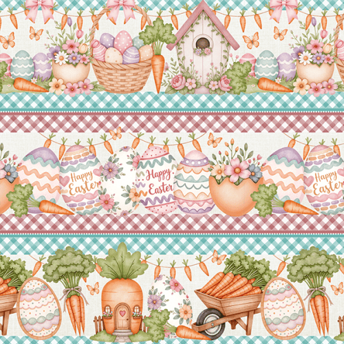 Tecido Tricoline Digital Barrado Fofura da Páscoa 9100E15756