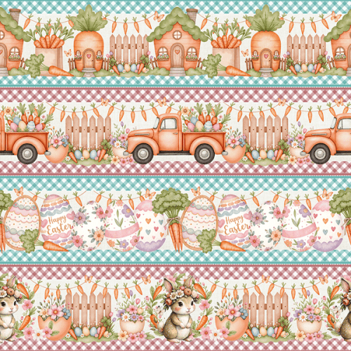 Tecido Tricoline Digital Barrado Fofura da Páscoa 9100E15756