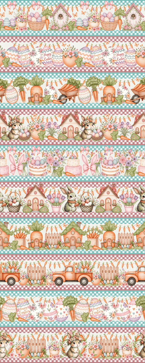 Tecido Tricoline Digital Barrado Fofura da Páscoa 9100E15756