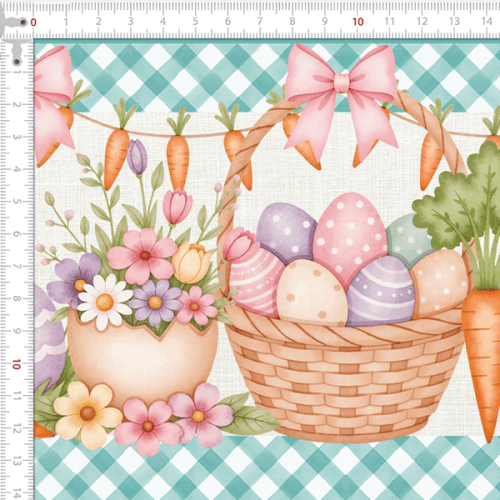 Tecido Tricoline Digital Barrado Fofura da Páscoa 9100E15756