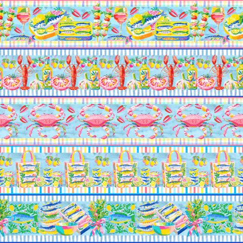 Tecido Tricoline Digital Barrado Frutos do Mar 9100e15938