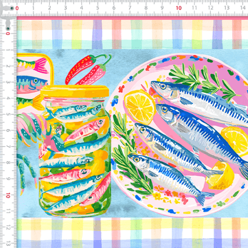 Tecido Tricoline Digital Barrado Frutos do Mar 9100e15938