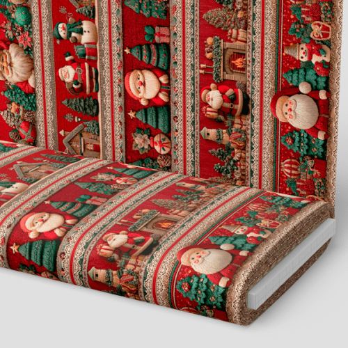 Tecido Tricoline Digital Barrado Natal Boneco de Neve e Noel 9101E14873