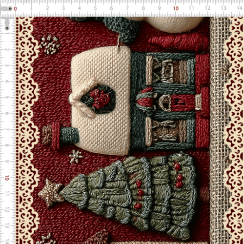 Tecido Tricoline Digital Barrado Natal Boneco de Neve e Noel 9101E14873