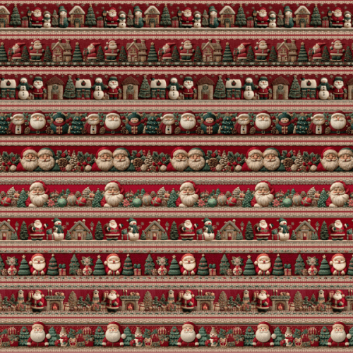 Tecido Tricoline Digital Barrado Natal Boneco de Neve e Noel 9101E14873