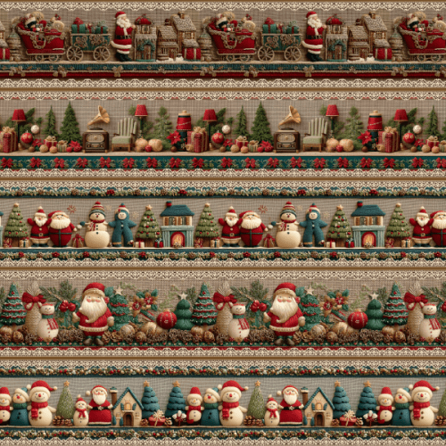 Tecido Tricoline Digital Barrado Natal Lar do Noel 9101E14868