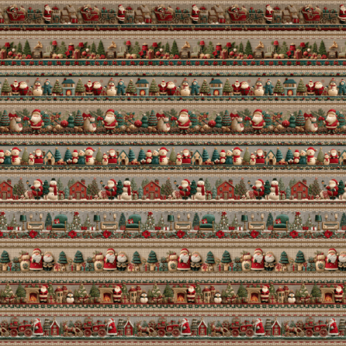 Tecido Tricoline Digital Barrado Natal Lar do Noel 9101E14868