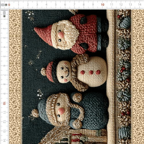 Tecido Tricoline Digital Barrado Natal Papai Noel Feliz 9101E14870