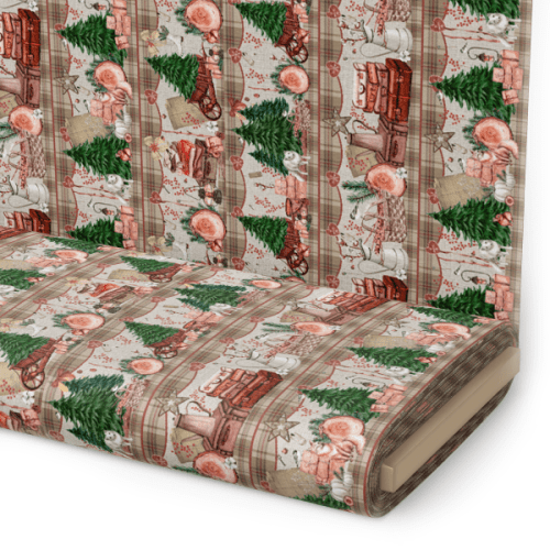 Tecido Tricoline Digital Barrado Natal Vintage (0,55 x 1,50 mts) 9100e9709