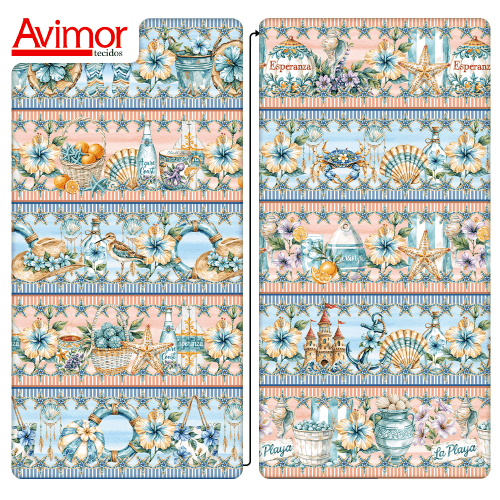 Tecido Tricoline Digital Barrado Oceano Encantado 9100e15939 Tecido Tricoline Digital Barrado Oceano Encantado 9100e15939