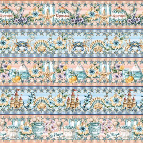 Tecido Tricoline Digital Barrado Oceano Encantado 9100e15939