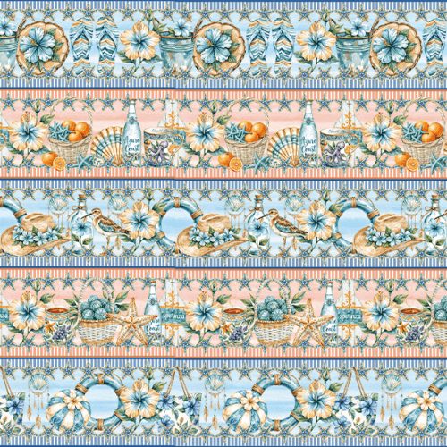 Tecido Tricoline Digital Barrado Oceano Encantado 9100e15939