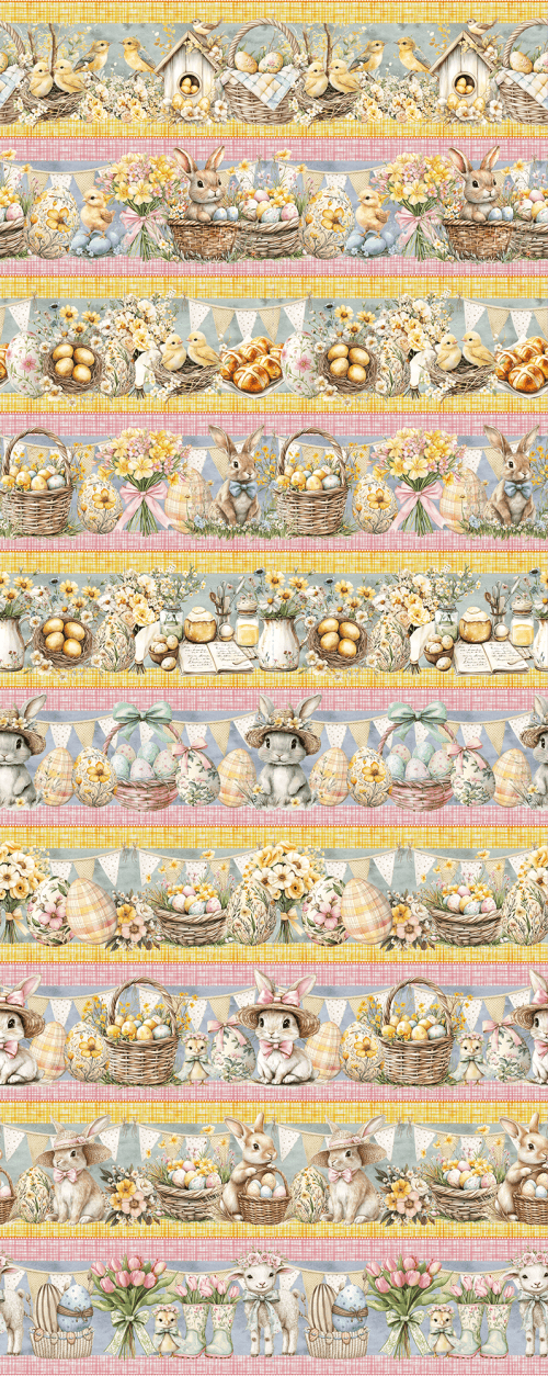 Tecido Tricoline Digital Barrado Páscoa Abençoada 9100E15758