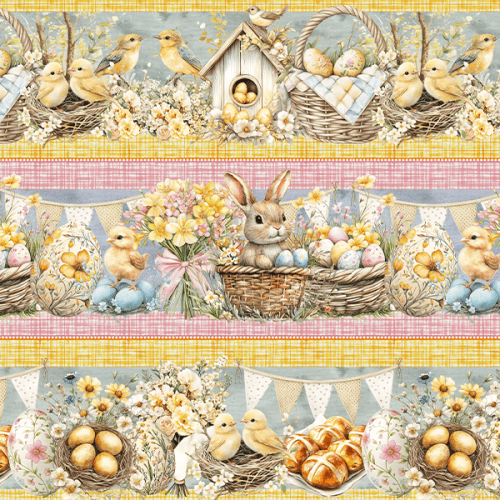 Tecido Tricoline Digital Barrado Páscoa Abençoada 9100E15758