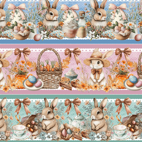 Tecido Tricoline Digital Barrado Quitutes de Páscoa 9100E15759