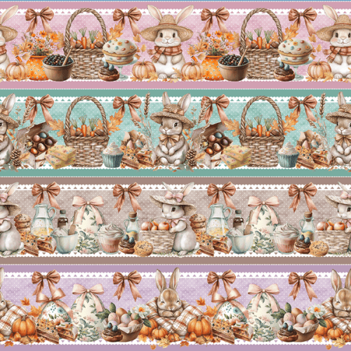 Tecido Tricoline Digital Barrado Quitutes de Páscoa 9100E15759