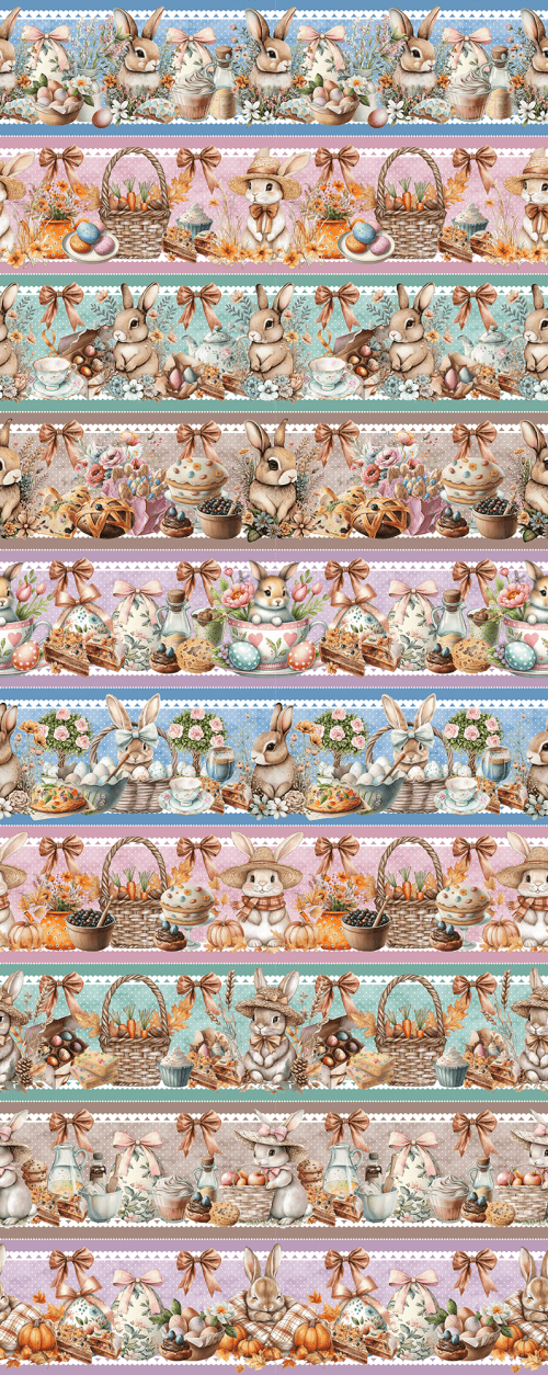 Tecido Tricoline Digital Barrado Quitutes de Páscoa 9100E15759