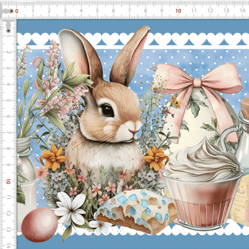 Tecido Tricoline Digital Barrado Quitutes de Páscoa 9100E15759