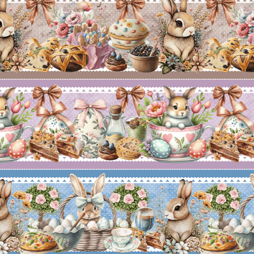 Tecido Tricoline Digital Barrado Quitutes de Páscoa 9100E15759