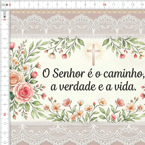 Tecido Tricoline Digital Barrado Sagrado Coração 9000e208