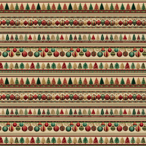Tecido Tricoline Digital Barrados Árvores e Enfeites de Natal 9101E14878