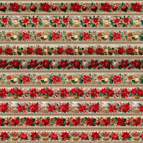 Tecido Tricoline Digital Barrados Lamparina Flores de Natal 9101E14880