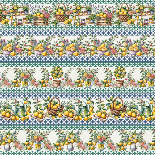 Tecido Tricoline Digital Barrados Limão Refrescante 9100E16284