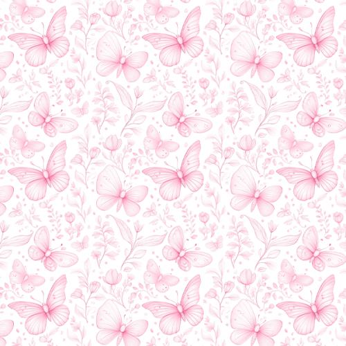 Tecido Tricoline Digital Borboletas Floral Rosa 9100E15929