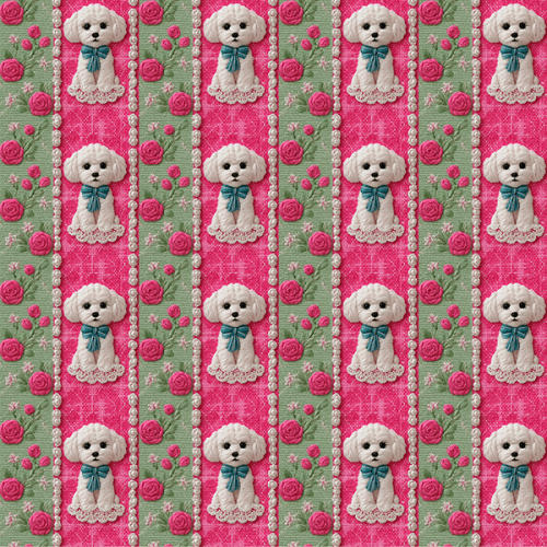 Tecido Tricoline Digital Cachorro Floral Rosa 9100E15908