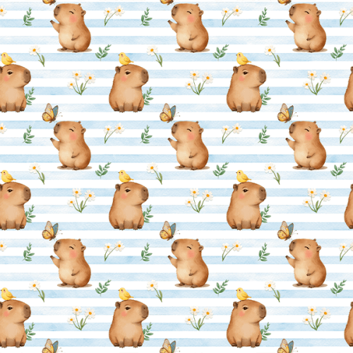 Tecido Tricoline Digital Capivaras Listradas 9100E15654