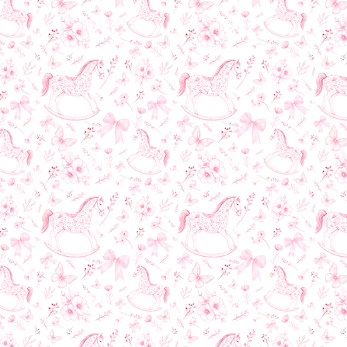 Tecido Tricoline Digital Cavalinho Laços Floral Rosa 9100E15916