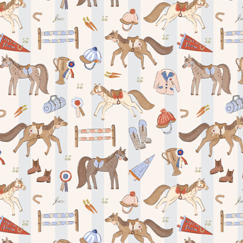 Tecido Tricoline Digital Cavalos Hipismo Infantil 9100E15903