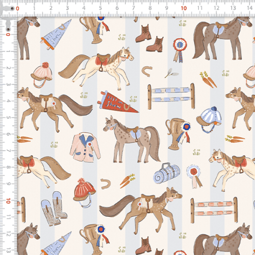 Tecido Tricoline Digital Cavalos Hipismo Infantil 9100E15903