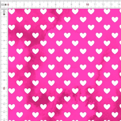 Tecido Tricoline Digital Corações Fundo Aquarelado Rosa 9100E15136
