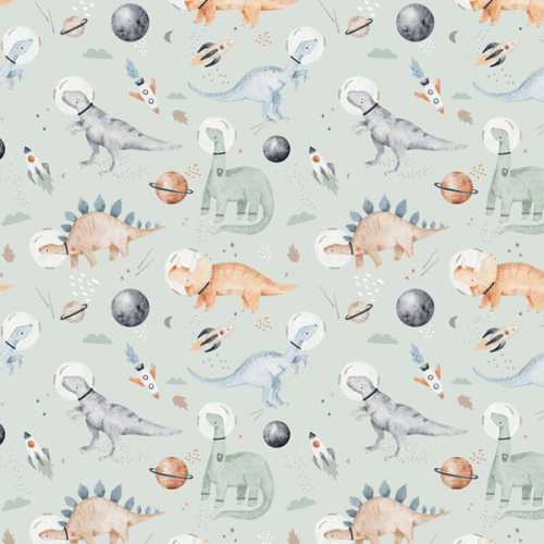 Tecido Tricoline Digital Dinossauros Astronautas 9100E11745