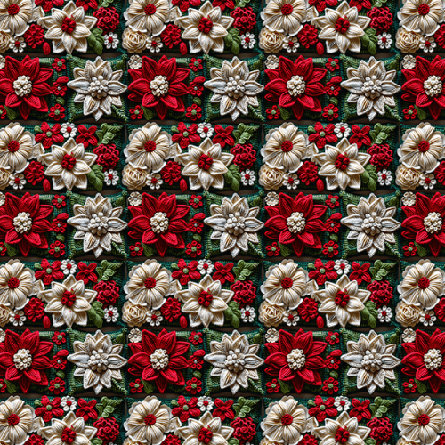 Tecido Tricoline Digital Efeito 3D Flores Natalinas 9100E15631
