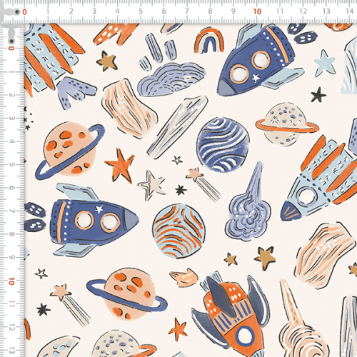 Tecido Tricoline Digital Espaço Universo Infantil 9100E16020