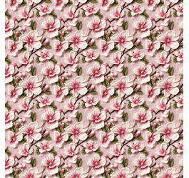 Tecido Tricoline Digital Estampado 3D Floral Rosa Bordado 9100E11555