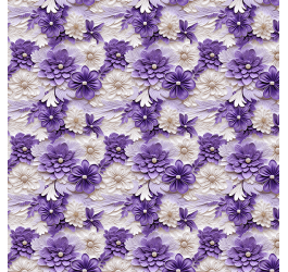 Tecido Tricoline Digital Estampado 3D Floral Violeta e Branco 9100E11576