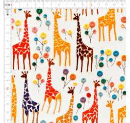 Tecido Tricoline Digital Estampado 3D Reunião de Girafas 9100E11558