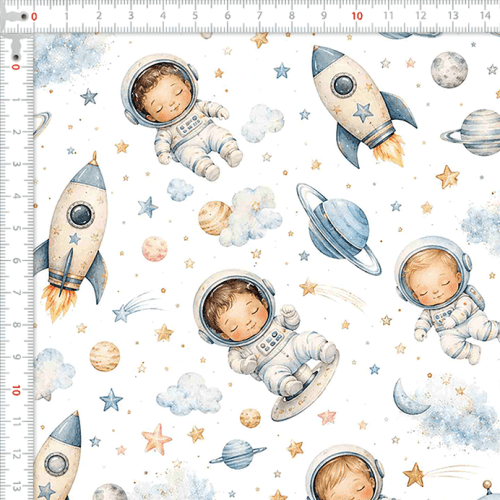 Tecido Tricoline Digital Estampado Astronautas dos Sonhos 9100E17075