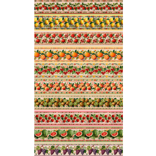 Tecido Tricoline Digital Estampado Barrado Festival de Frutas (0,55 x 1,50 mts) 9012E052