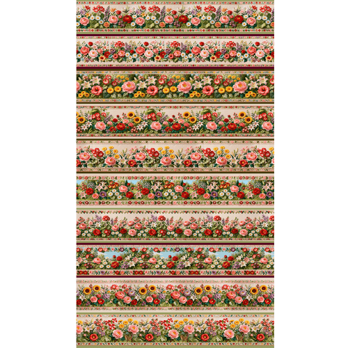 Tecido Tricoline Digital Estampado Barrado Jardim Floral (0,55 x 1,50 mts) 9012E054