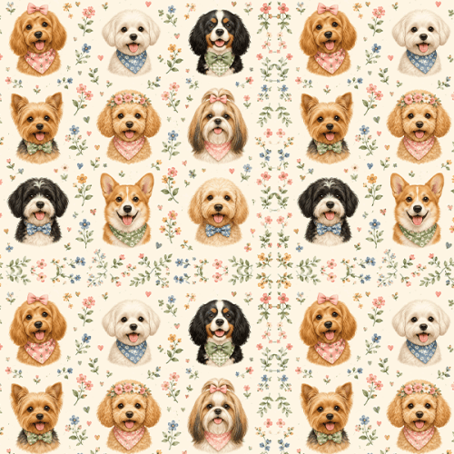 Tecido Tricoline Digital Estampado Cãezinhos Charmosos 9100E16858