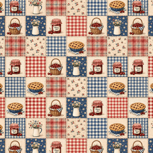Tecido Tricoline Digital Estampado Cerejas Patchwork 9100E17079 Tecido Tricoline Digital Estampado Cerejas Patchwork 9100E17079