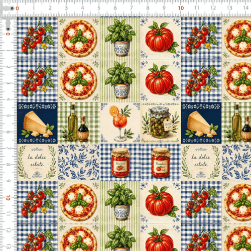 Tecido Tricoline Digital Estampado Cozinha Italiana 9100E16840