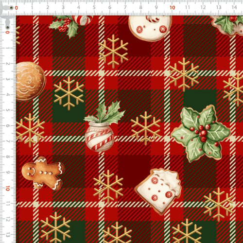 Tecido Tricoline Digital Estampado Guloseimas de Natal A5413