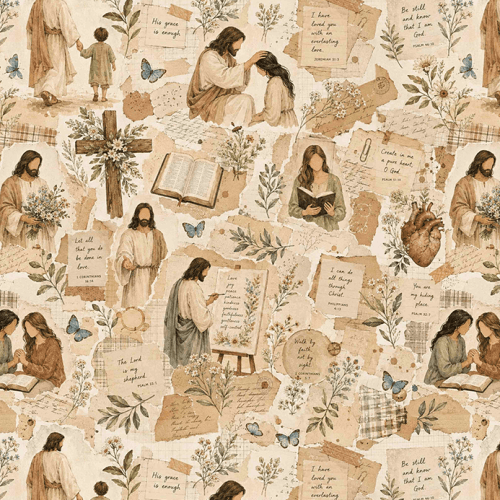 Tecido Tricoline Digital Estampado Jesus e Mensagens de Fé 9100E17083