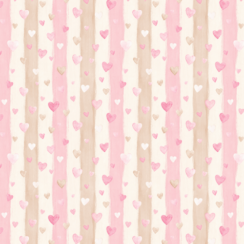 Tecido Tricoline Digital Estampado Listras com Corações 9100E17081